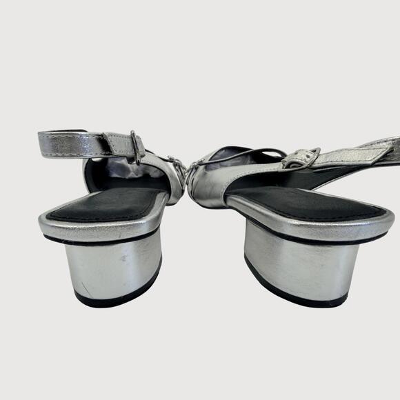 Silver Mary Jane Block Heels Lisa Says Gah Mackie 7.5 - Picture 4 of 9